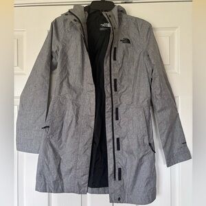 The North Face Heather Gray Hooded Raincoat